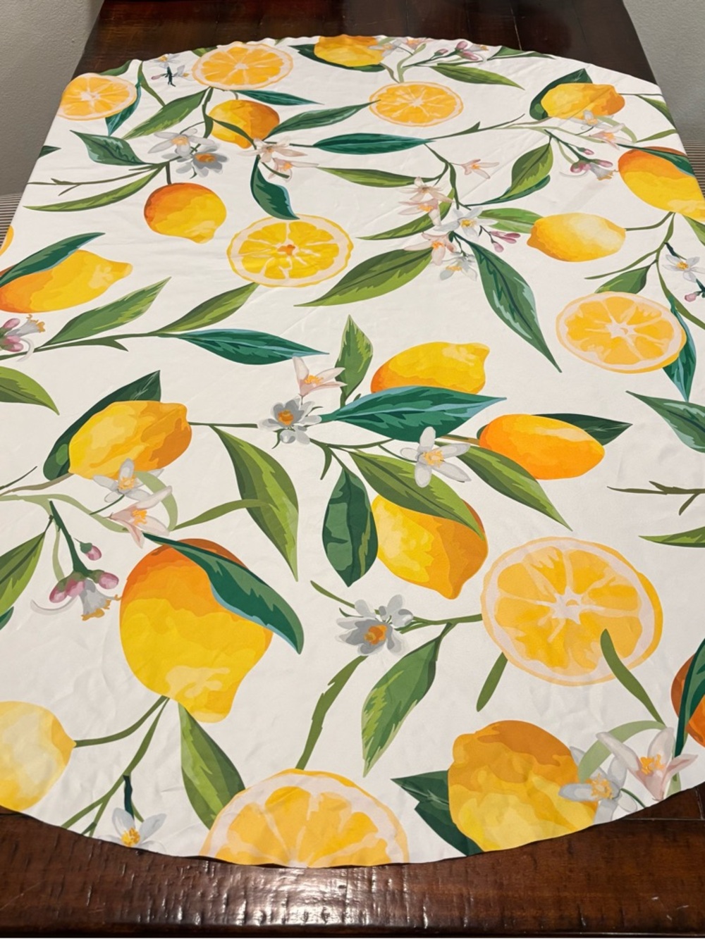 Round Tablecloth  60” Round Lemon Yellow Multicolor NO Hem Farmhouse